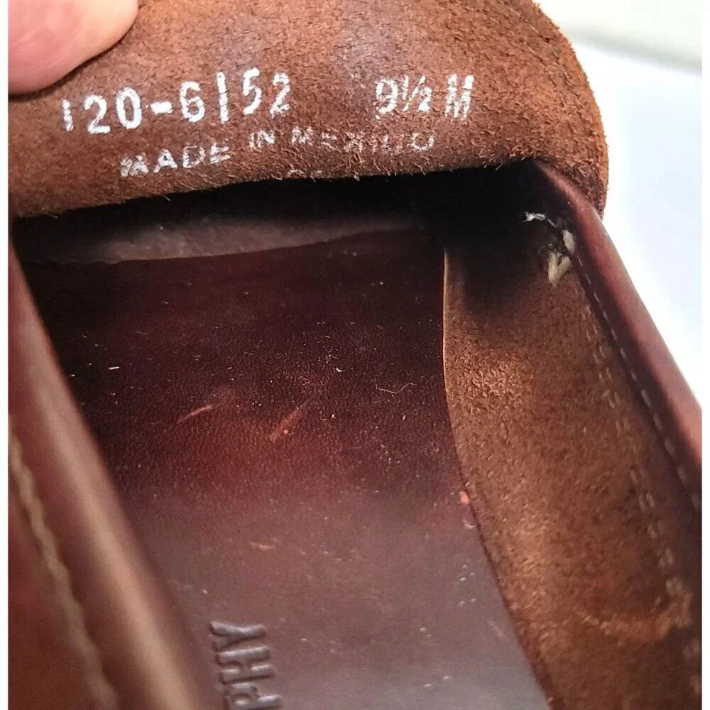 Johnston & Murphy Leather Loafers Mens 9.5M Brown Mahogany Slip On Moc Toe Shoes